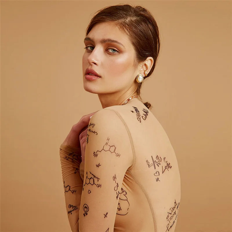 Women Slim Print Party Bodysuit