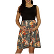 Sleeveless contrast stitch nursing dress featuring floral pattern, perfect for maternity wear in summer.
