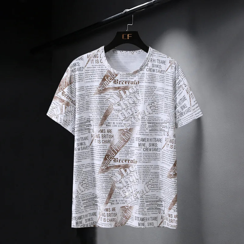 Men's Oversized Letter Print T-Shirt – 9XL/10XL