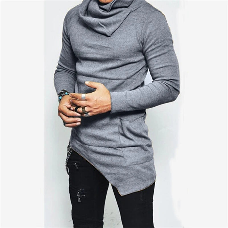Men's Plus Size 5XL Hoodie – Turtleneck Sweatshirt