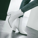 Women Side Zipper Mid-Heel Ankle Boots – Winter Casual Shoes
