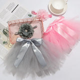 Infant suit headband set including pink and gray tutu skirts with flower headband, perfect for baby girls photography.