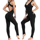FlexFemme™ – Backless Halter Fitness Jumpsuit (Breathable, Sculpting & Supportive)