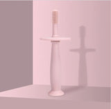 1PC Baby Soft Silicone Training Toothbrush designed for infants, featuring a solid pink color and safety-focused design.