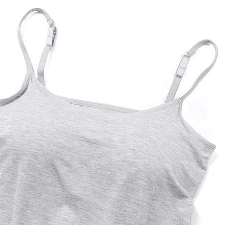ShapeEase™ adjustable strap gray camisole with built-in shelf bra, soft and breathable fabric