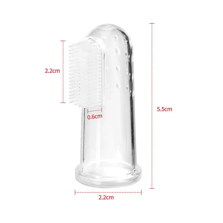 Soft silicone training toothbrush for babies, 5.5cm tall, designed for gentle oral care in infants and toddlers.