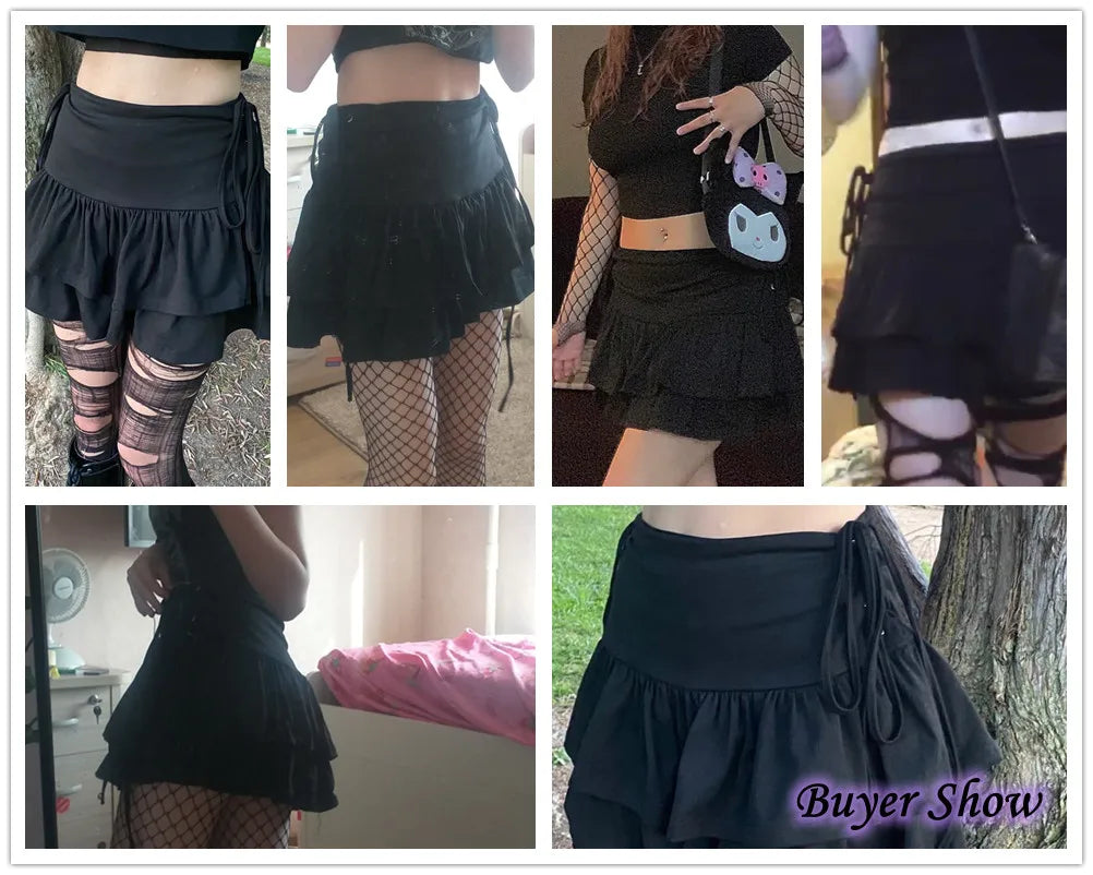 Women Goth Bandage Mini Skirt