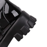 Women Patent Leather Platform Ankle Boots – High Heel Autumn Winter