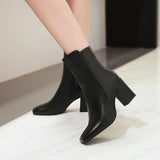Women Side Zipper Mid-Heel Ankle Boots – Winter Casual Shoes