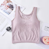 KnitMuse™ sexy knitted padded camisole in soft pink, perfect for summer lingerie style.