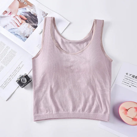 KnitMuse™ sexy knitted padded camisole in soft pink, perfect for summer lingerie style.