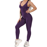 GymHalo™ – Backless Halter Skinny Jumpsuit (Fitness-Focused, Breathable & Bold)