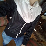 Women Plus Size Patchwork Hooded Sport Jacket