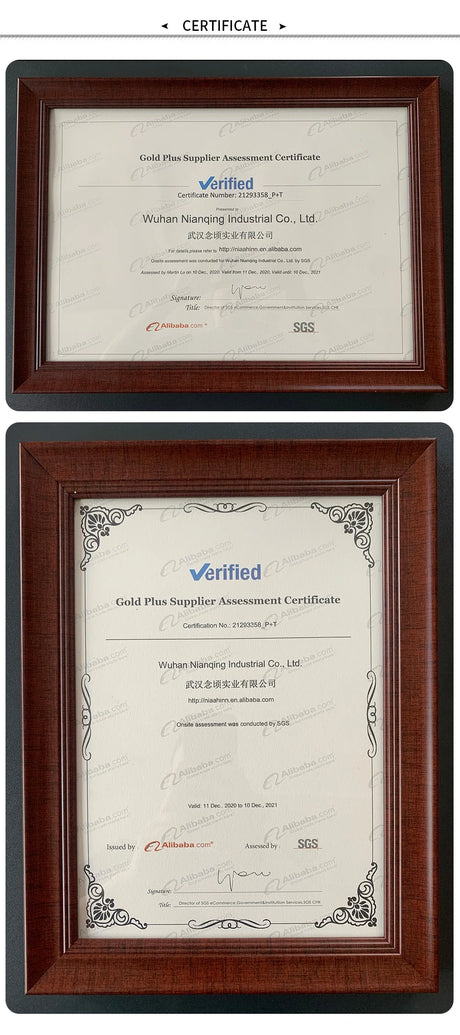 Framed Gold Plus Supplier Assessment Certificate from Wuhan Nanzhang Industrial Co., Ltd.