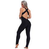 GymHalo™ – Backless Halter Skinny Jumpsuit (Fitness-Focused, Breathable & Bold)