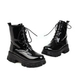 Women Patent Leather Platform Ankle Boots – High Heel Autumn Winter
