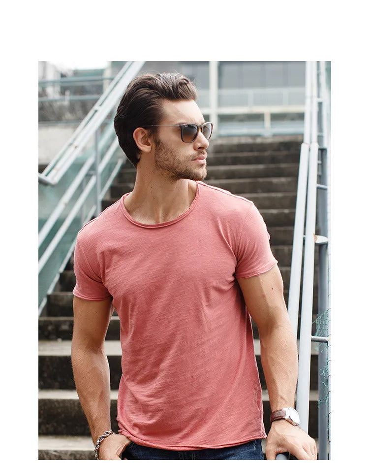 Men Cotton O-Neck Summer T-Shirt