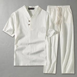 Men's Plus Size Linen Tracksuit Set