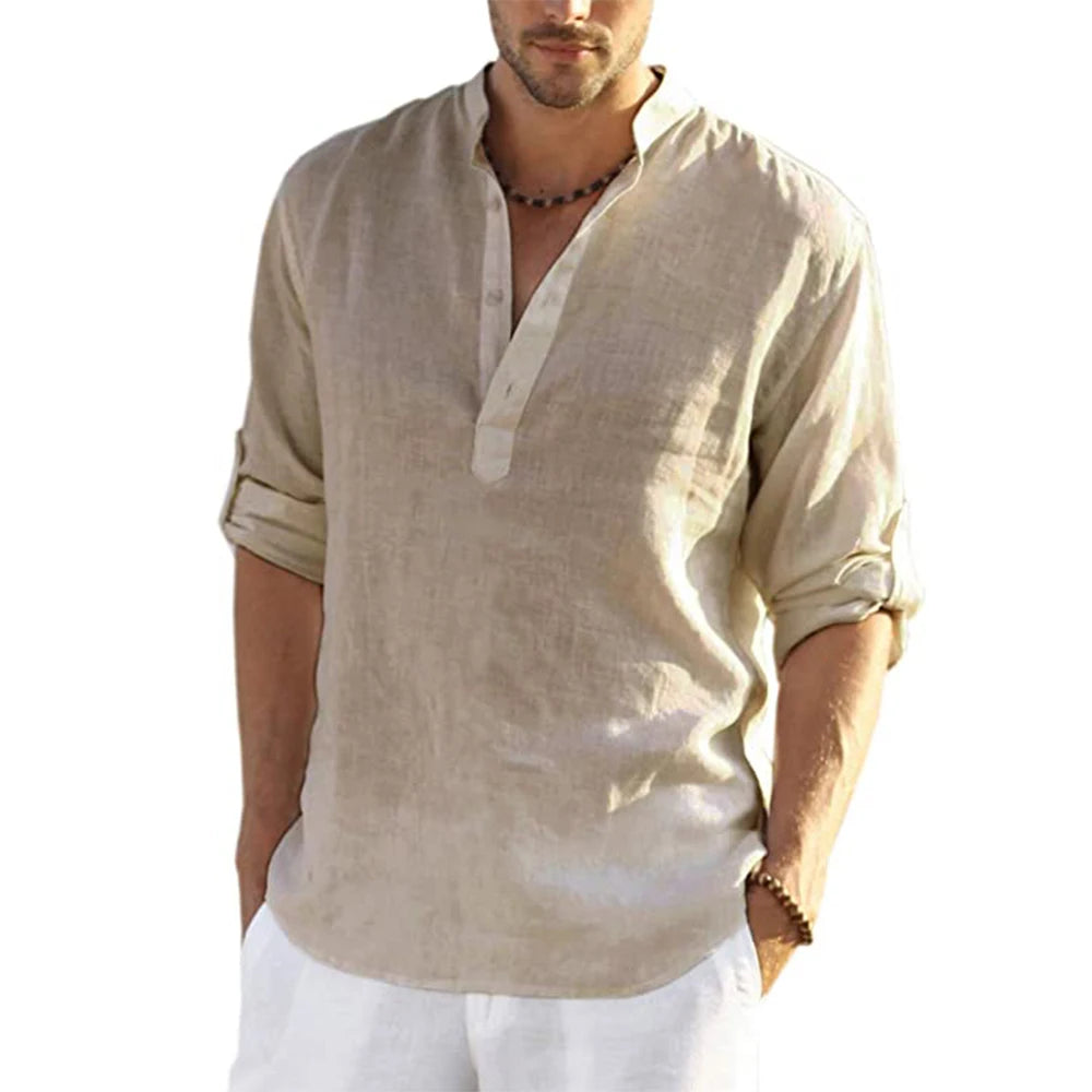 Men Linen Casual Blouse