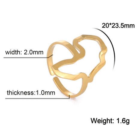 Gold African map outline ring, 18k plating, 2.0mm width, 1.0mm thickness, lightweight design for women's fashion jewelry.