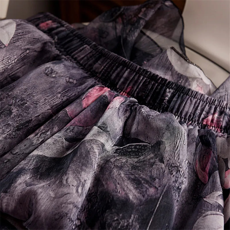 Women Boho Chiffon Long Skirt