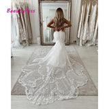 Women Plus Size Mermaid Lace Wedding Dress Open Back