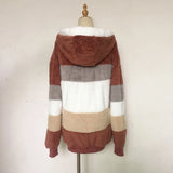 Warm Plush Patchwork Hooded Winter Coat