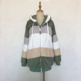 Warm Plush Patchwork Hooded Winter Coat