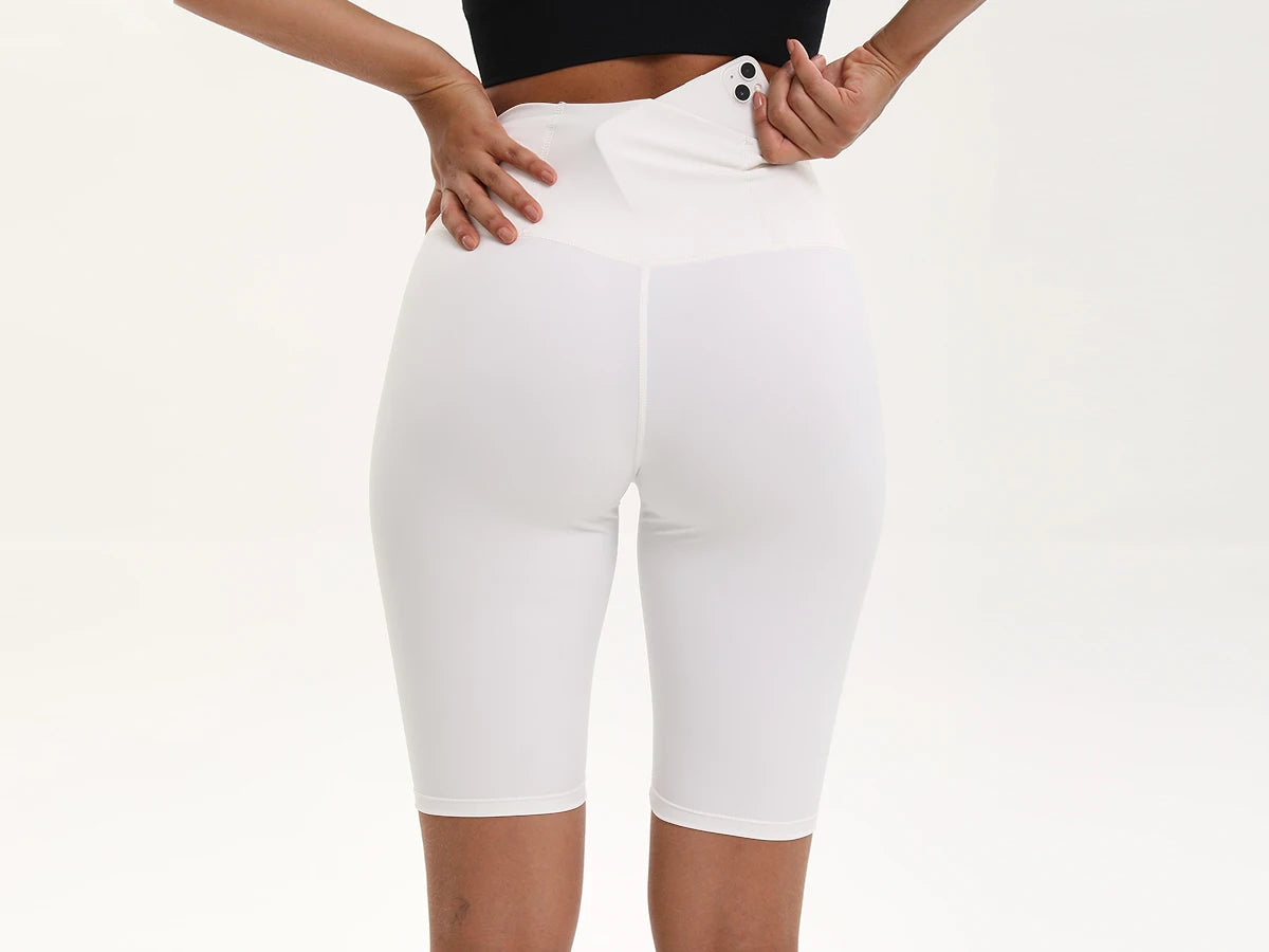 Women High Waist 3 Pocket Bike Shorts