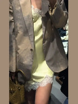 Women Lace Patchwork Dress Jacket Set