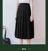 Women Pleated Midi College Skirt