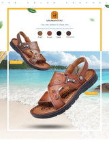 Men Leather Buckle Casual Sandals