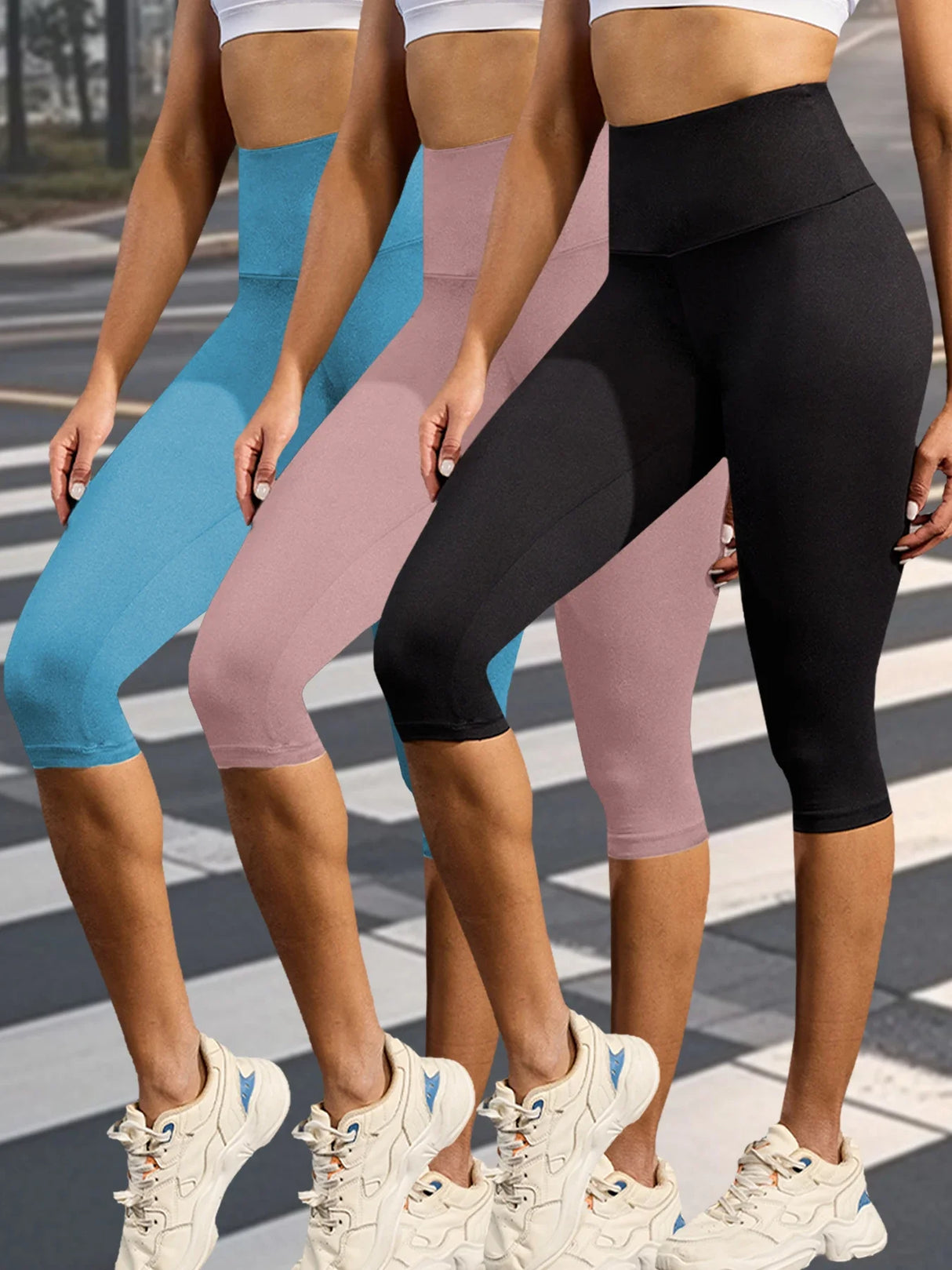 Women 3-Pack High Waist Capri Yoga Leggings