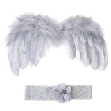 Baby angel wing photography prop set with headband, perfect for newborn photo shoots and costume outfits.