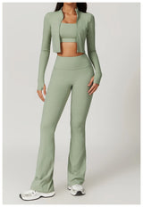 Women's Sexy Zip Long Sleeve Yoga Jacket – Workout Running Cycling Top