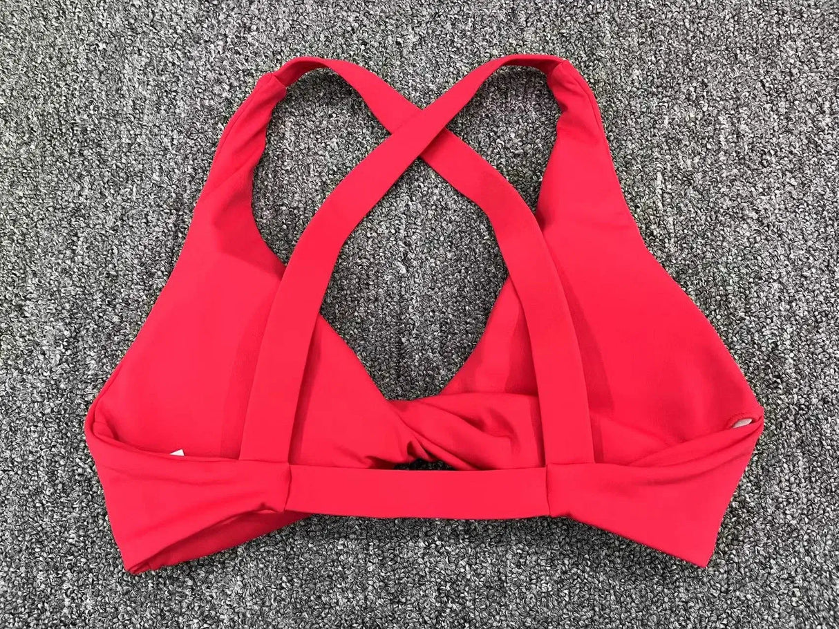 Women Twist Front Cross Back Sports Bra