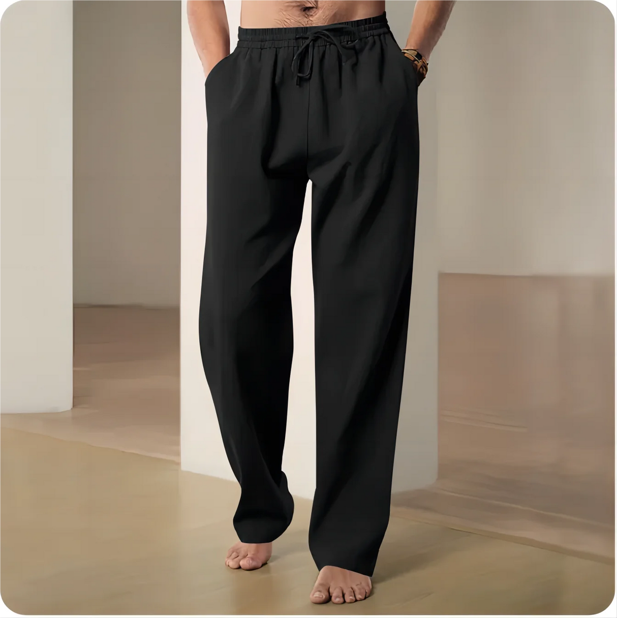 Men Cotton Hemp Casual Pants