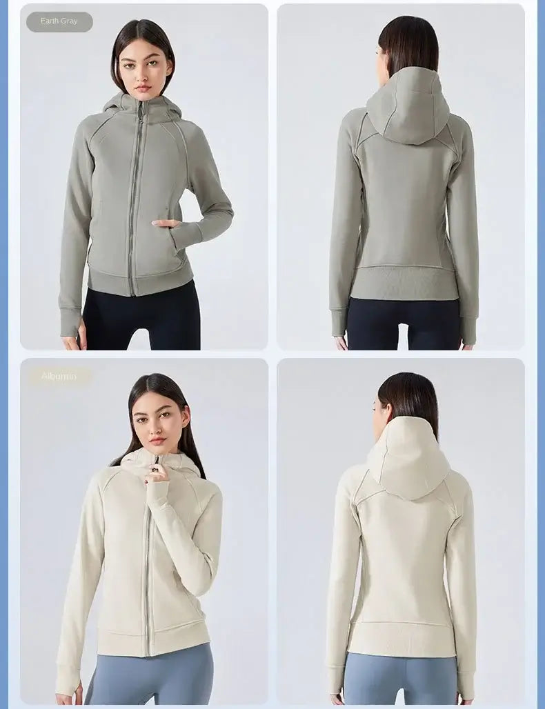 Women Thick Warm Hooded Sports Jacket