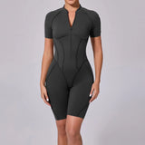 Women Sports Zipper Short Jumpsuit