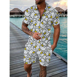 Men Cartoon Print Shorts Set