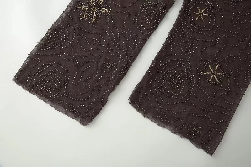 Women Sequin Wide Leg Street Pants