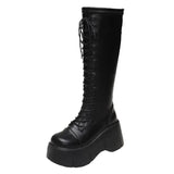 Women Mid Calf Boots Motorcycle Fuzzy Boots
