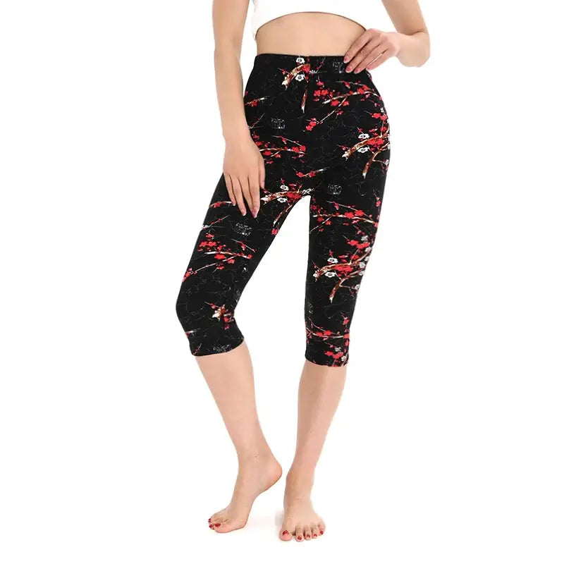Women Floral Print Cropped Leggings