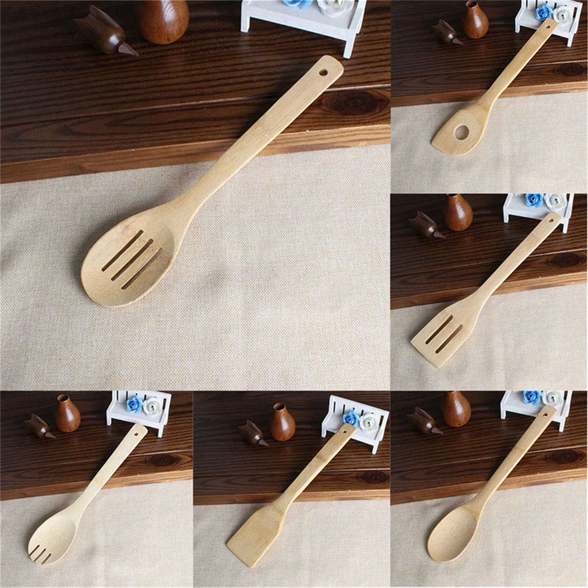6-Piece Wooden Handle Kitchen Utensil Set