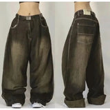 Y2K Multi-Pocket Washed Wide Leg Jeans for Women
