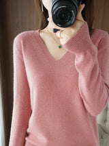 Women Slim Fit V-Neck Sweater