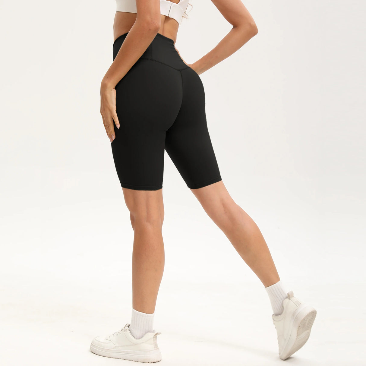 Women High Waist 3 Pocket Bike Shorts