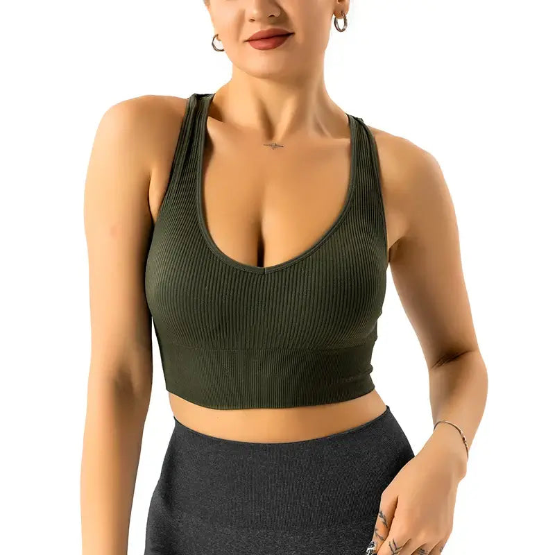 Women Ribbed Galaxy Seamless Sports Bra