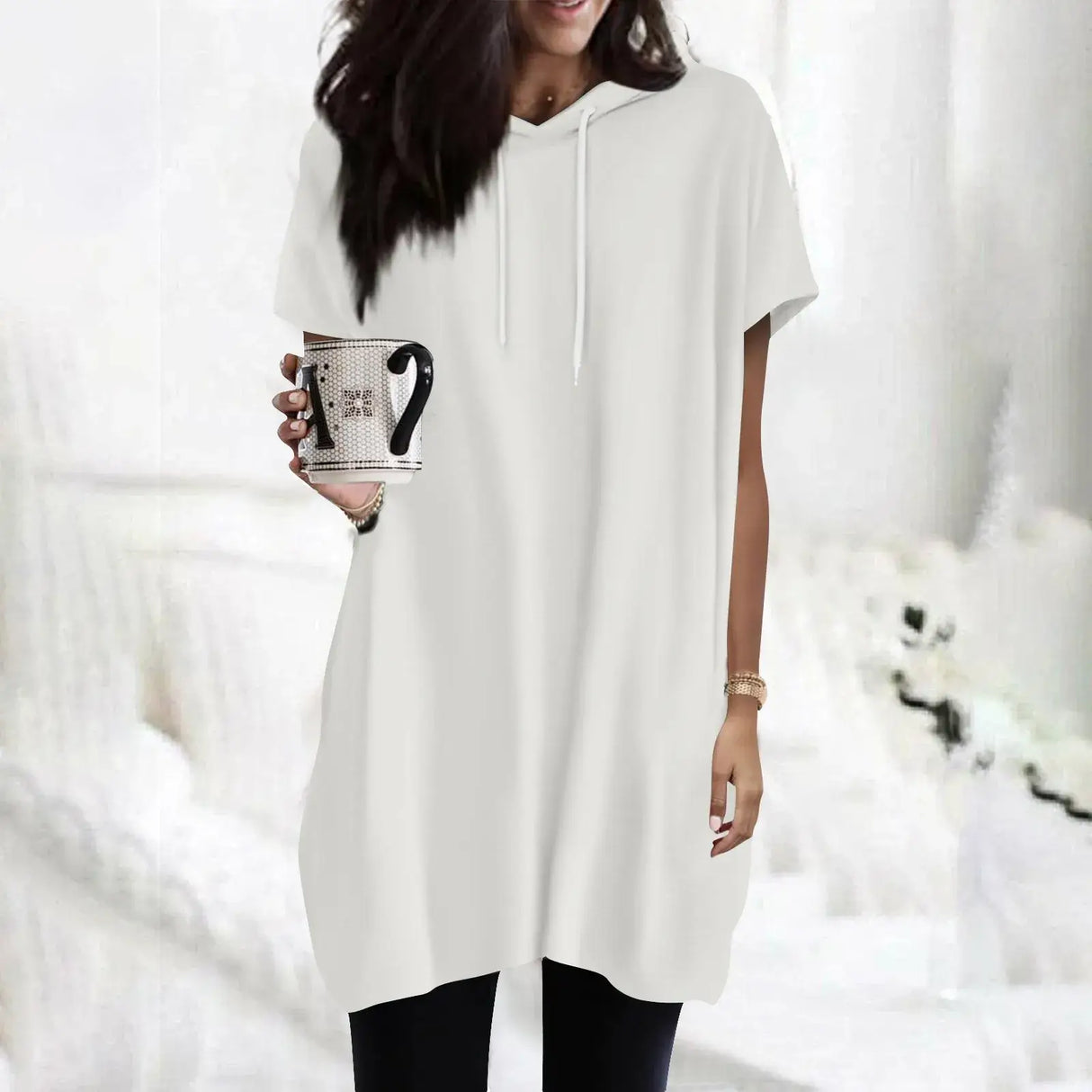 Women Oversized Short Sleeve Hoodie