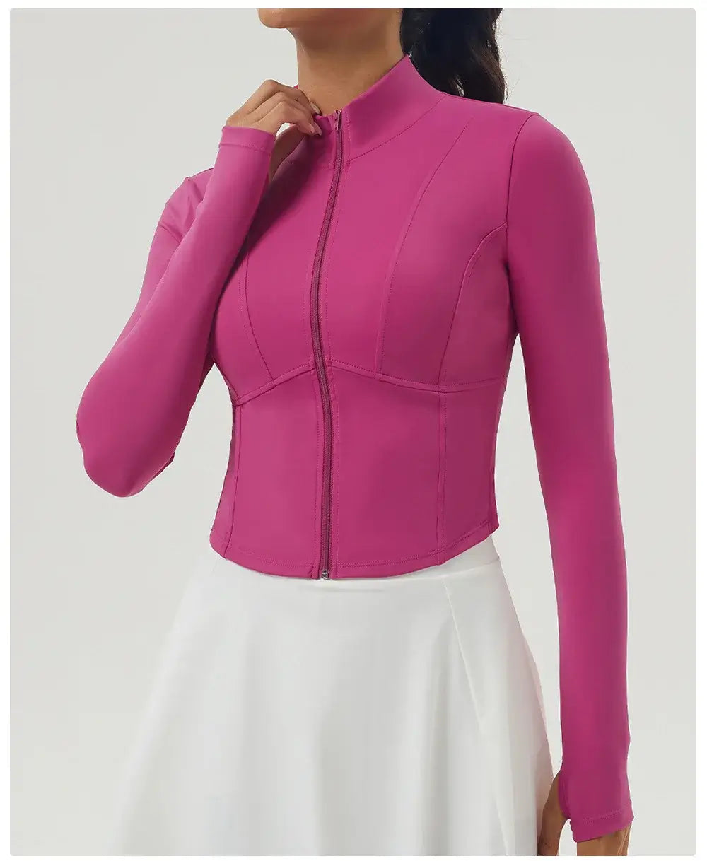 Women Slim Fit Zipper Yoga Top Jacket